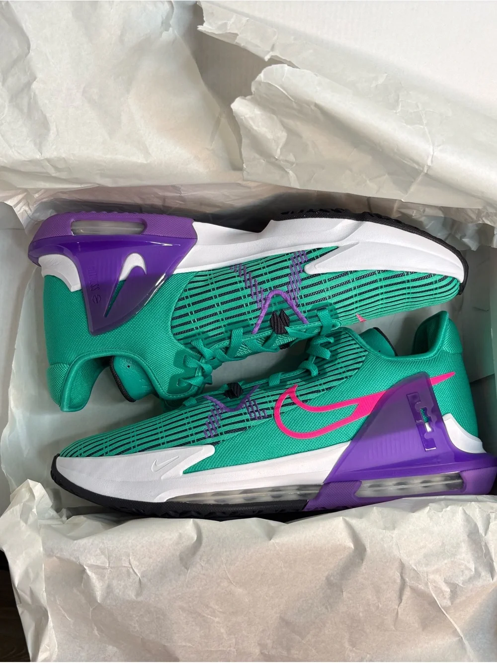 Nike Lebron Witness VI Clear Emerald Hyper Pink CZ4052-300 13-M